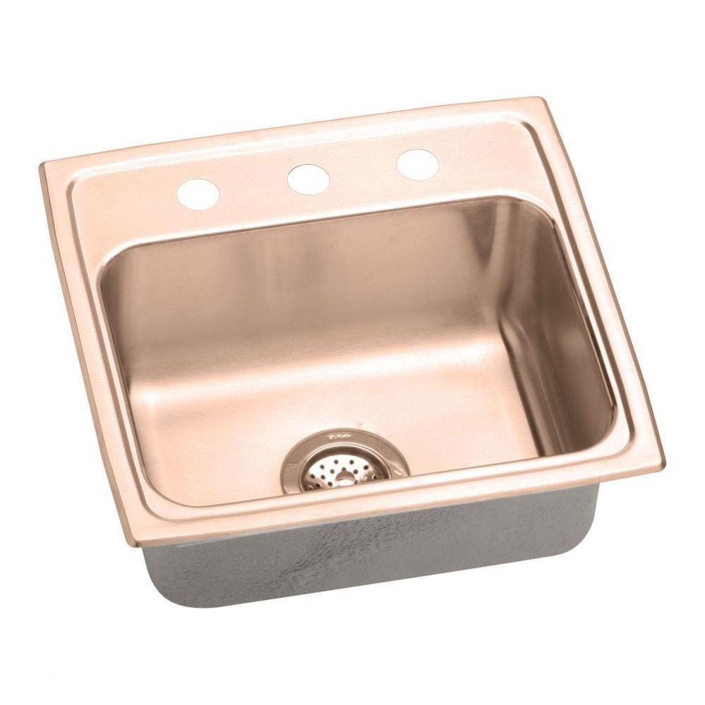 CuVerro Antimicrobial Copper 19-1/2'' x 19'' x 6-1/2'', Single Bowl