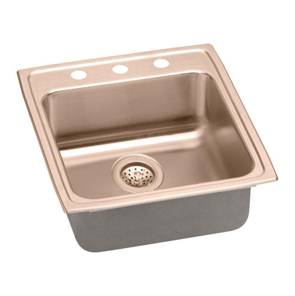 CuVerro Antimicrobial Copper 19-1/2'' x 22'' x 6'', Single Bowl Drop