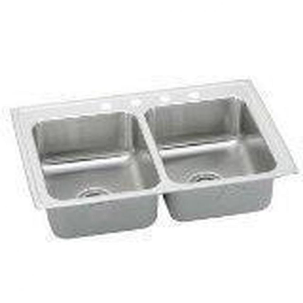 18 Gauge Stainless Steel 33'' x 21.25'' x 5.5'' Double Bowl Drop-in