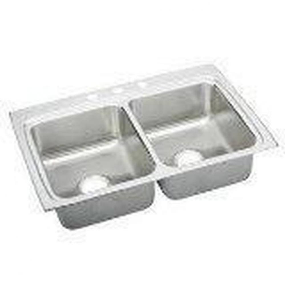 18 Gauge Stainless Steel 33'' x 22'' x 6'' Double Bowl Drop-in Kitch