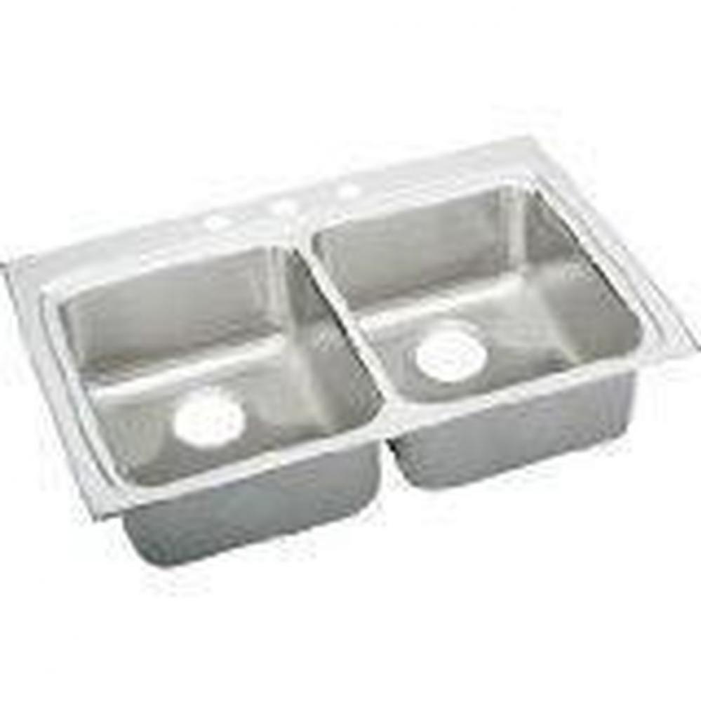 18 Gauge Stainless Steel 33'' x 22'' x 6.5'' Double Bowl Drop-in Kit
