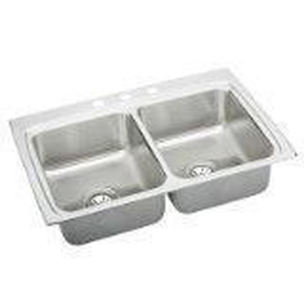 18 Gauge Stainless Steel 33'' x 22'' x 8.125'' Double Bowl Drop-in K