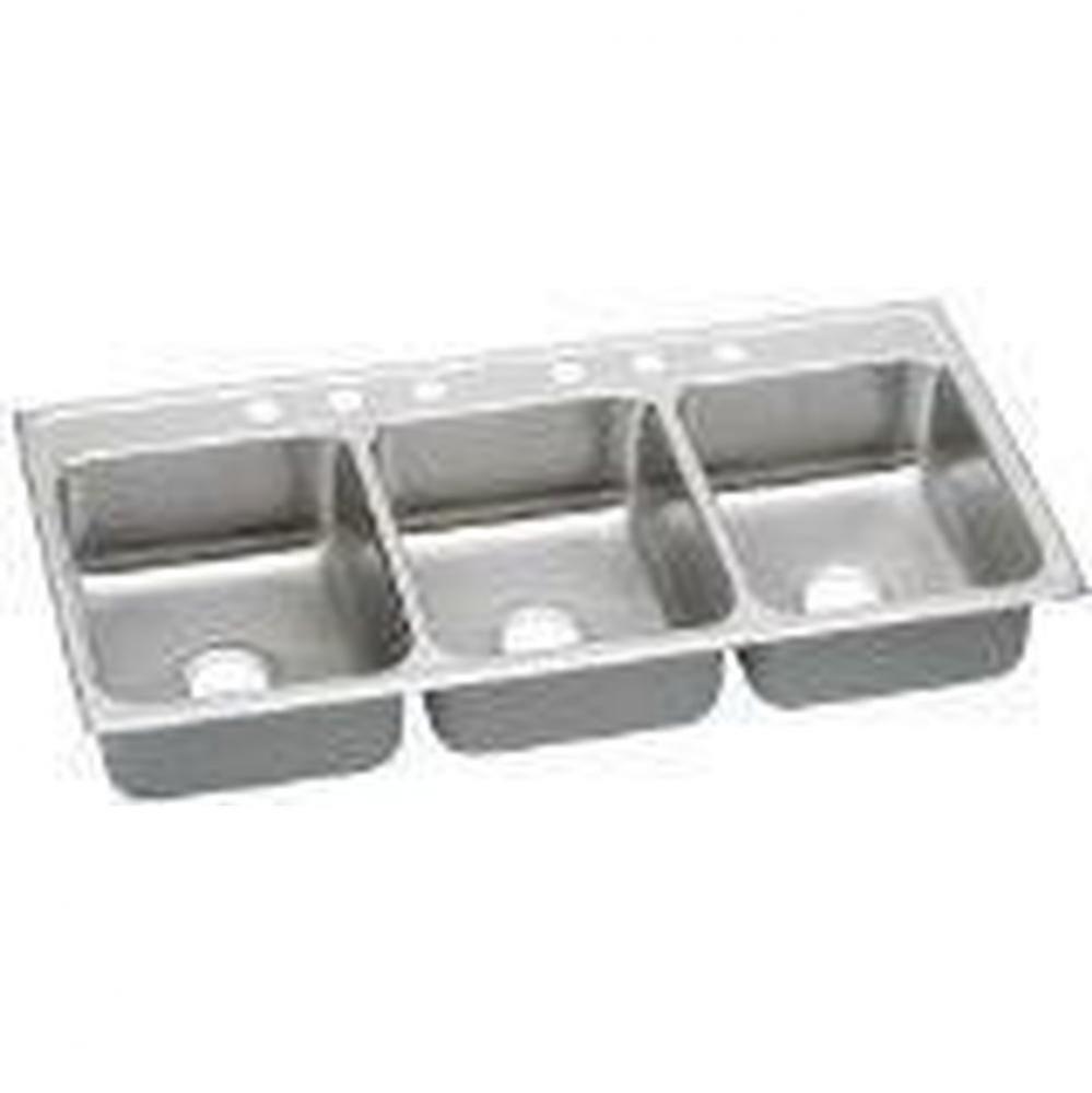 18 Gauge Stainless Steel 46'' x 22'' x 7.625'' Triple Bowl Drop-in K