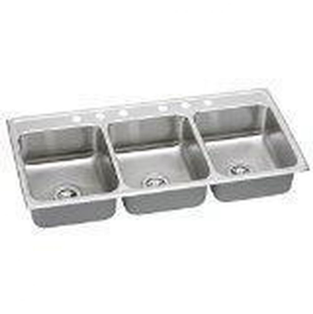 18 Gauge Stainless Steel 54'' x 22'' x 10.125'' Triple Bowl Drop-in