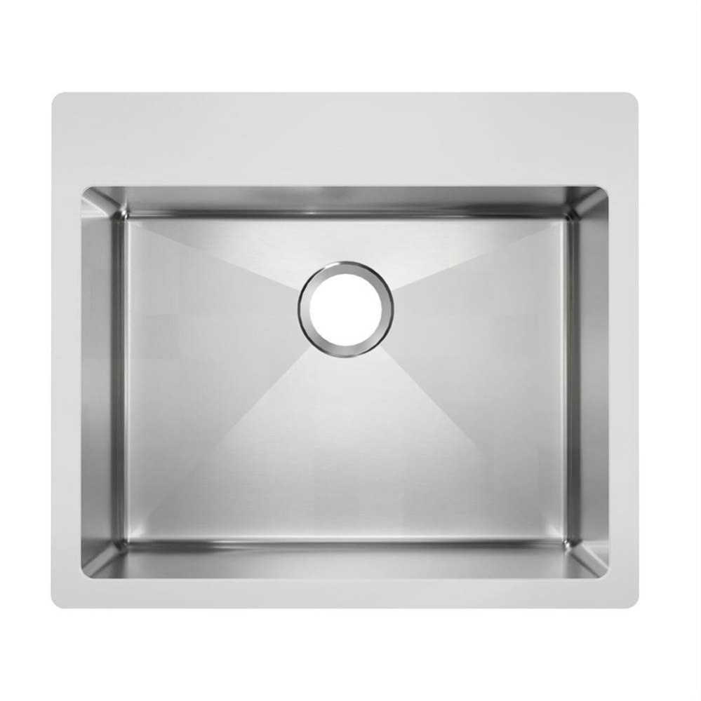 Stainless Steel 25'' x 22'' x 5 1/2'' Drop-in Single Bowl Radiant Sa