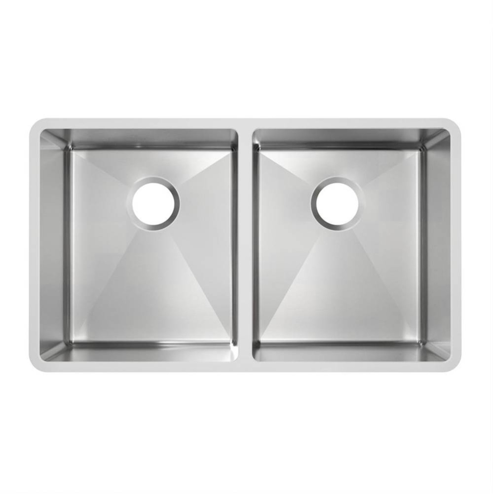 Stainless Steel 31-1/2'' x 18-1/2'' x 9'' Undermount Equal Double Bo