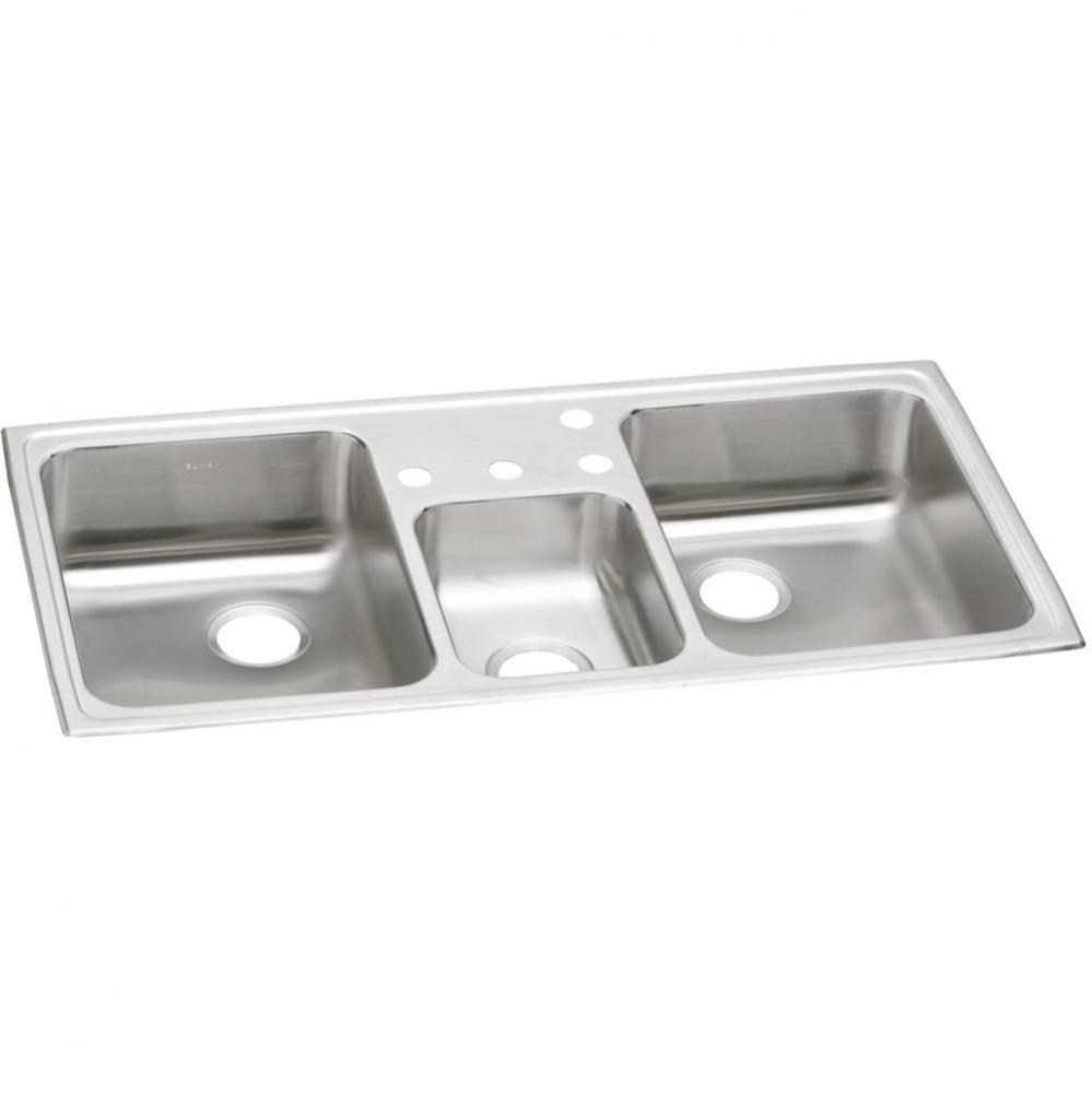 Celebrity Stainless Steel 43'' x 22'' x 7-1/8'', 4-Hole Triple Bowl