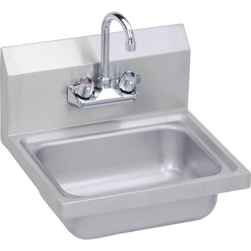 Stainless Steel 17'' x 15'' x 11'' 20 Gauge Hand Sink with Faucet