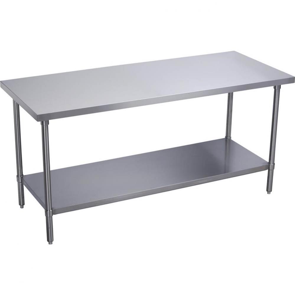 Stainless Steel 60'' x 24'' x 36'' 16 Gauge Flat Top Work Table with