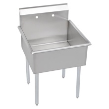 Elkay B3C18X21X - 3 Compartment Budget Sink, 57X25 OA, 18X21 Bowl, 12 Deep, No DBs, SS Legs, 18 GA 300 Series SS
