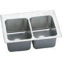 Elkay DLRQ332212X - 18 Gauge Stainless Steel 33'' x 22'' x 12.125'' Double Bowl Top Moun