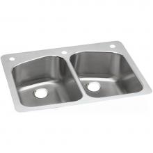 Elkay DPXSR233223 - Dayton Stainless Steel 33'' x 22'' x 8'', 3-Hole Equal Double Bowl D