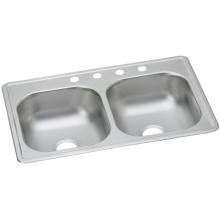 Elkay DSE233190 - Dayton Stainless Steel 33'' x 19'' x 8'', Equal Double Bowl Drop-in