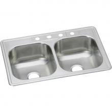 Elkay DSEW40233220 - Dayton Stainless Steel 33'' x 22'' x 8-1/16'', Equal Double Bowl Dro