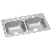 Elkay DW10233223 - Dayton Stainless Steel 33'' x 22'' x 6-9/16'' 3-Hole Equal Double Bo