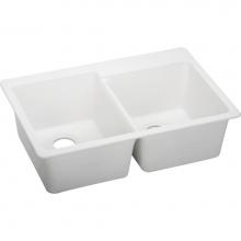 Elkay ELG250RWH0 - Quartz Classic 33'' x 22'' x 9-1/2'' Double Bowl Drop-in Sink, White