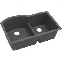 Elkay ELGHU3322RGY0 - Quartz Classic 33'' x 22'' x 10'' Double Bowl Undermount Sink with A