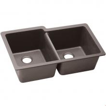 Elkay ELGU250RGR0 - Quartz Classic 33'' x 20-1/2'' x 9-1/2'', Offset Double Bowl Undermo