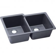 Elkay ELGU250RGY0 - Quartz Classic 33'' x 20-1/2'' x 9-1/2'', Offset Double Bowl Undermo