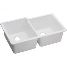 Elkay ELGU250RWH0 - Quartz Classic 33'' x 20-1/2'' x 9-1/2'' Double Bowl Undermount Sink