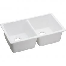 Elkay ELGU3322WH0 - Quartz Classic 33'' x 18-1/2'' x 9-1/2'' Double Bowl Undermount Sink