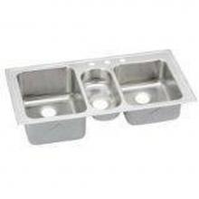 Elkay LGR4322X - 18 Gauge Stainless Steel 43'' x 22'' x 10'' Triple Bowl Drop-in Kitc