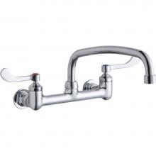 Elkay LK940AT12T4H - Foodservice 8'' Centerset Wall Mount Faucet with 12'' Arc Tube Spout 4'&a