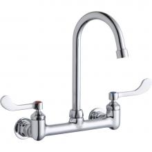 Elkay LK940GN05T4H - Scrub/Handwash 8'' Centerset Wall Mount Faucet w/5'' Gooseneck Spout 4'&a