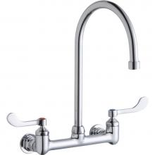 Elkay LK940GN08T4H - Scrub/Handwash 8'' Centerset Wall Mount Faucet w/8'' Gooseneck Spout 4'&a