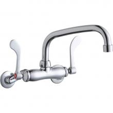 Elkay LK945AT08T4T - Foodservice 3-8'' Adjustable Centers Wall Mount Faucet w/8'' Arc Tube Spout 4&