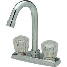 Elkay LKA2475LF - 4'' Centerset Deck Mount Faucet with Gooseneck Spout and Clear Crystalac Handles Chrome