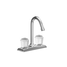 Elkay LKA2475LF - 4'' Centerset Deck Mount Faucet with Gooseneck Spout and Clear Crystalac Handles Chrome