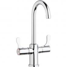 Elkay LKD208813C - Single Hole 12-1/2'' Deck Mount Faucet with Gooseneck Spout Twin Lever Handles Chrome