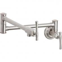 Elkay LKEC2091LS - Explore Wall Mount Single Hole Pot Filler Kitchen Faucet with Lever Handles Lustrous Steel