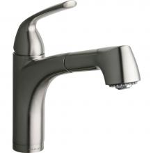 Elkay LKGT1042NK - Gourmet Single Hole Bar Faucet Pull-out Spray and Lever Handle Brushed Nickel