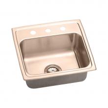 Elkay DLR1919103-CU - CuVerro Antimicrobial Copper 19-1/2'' x 19'' x 10-1/8'', 3-Hole Sing