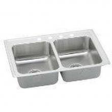 Elkay LRAD332155X - 18 Gauge Stainless Steel 33'' x 21.25'' x 5.5'' Double Bowl Drop-in