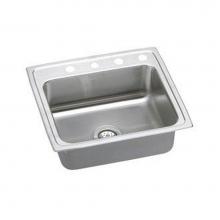 Elkay LRQ22190 - Lustertone Classic Stainless Steel 22'' x 19-1/2'' x 7-5/8'', 0-Hole