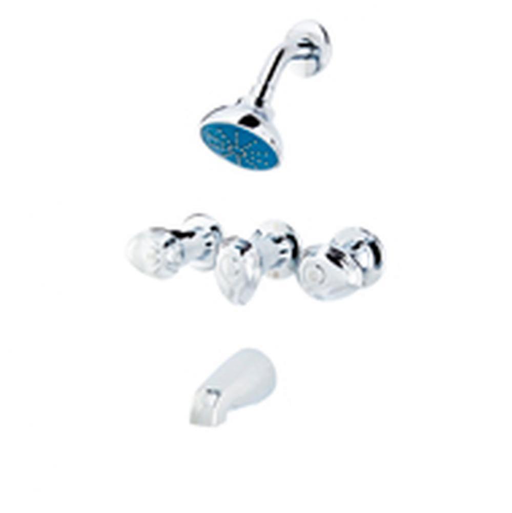 Gerber Hardwater Three Handle Threaded Escutcheon Tub & Shower Fitting with IPS/Sweat Connecti