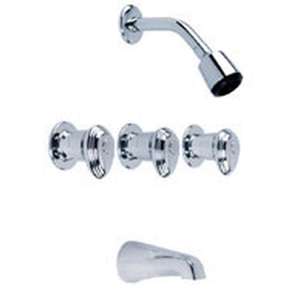 Gerber Hardwater Three Handle Threaded Escutcheon Tub & Shower Fitting with Sweat Connections