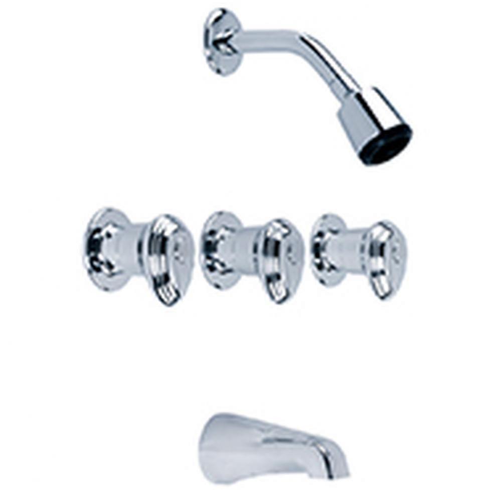 Gerber Hardwater Three Handle Threaded Escutcheon Tub & Shower Fitting with Sweat Connections