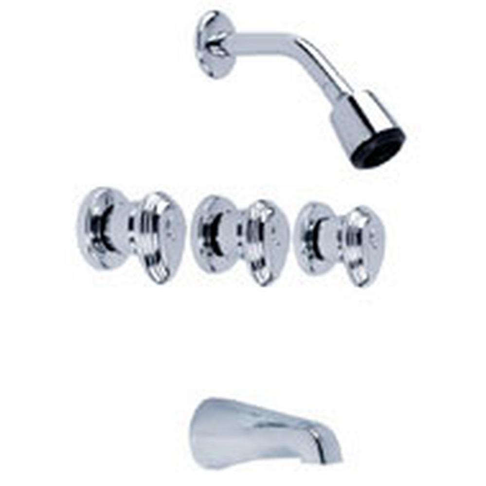 Gerber Hardwater Three Handle Sliding Sleeve Escutcheon Tub & Shower Fitting with IPS/Sweat Co