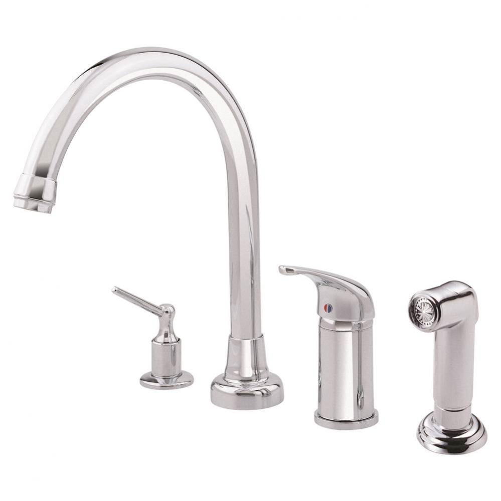 Melrose 1H High-Rise Kitchen Faucet w/ Soap Dispenser & Spray 1.75gpm Chrome