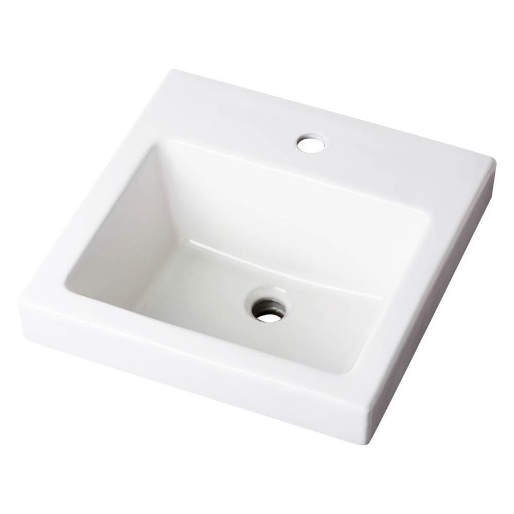 Wicker Park Countertop Lavatory 18''x18'' Square Single Hole White