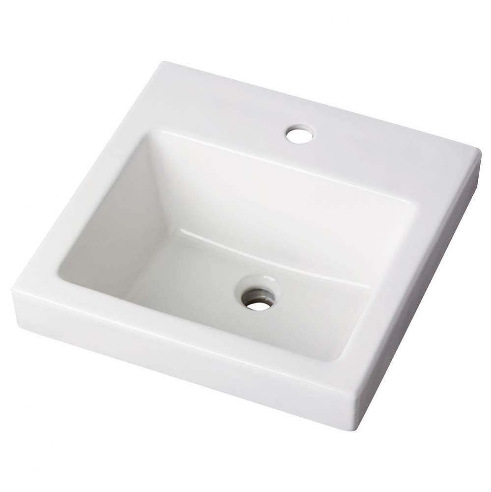 Wicker Park Countertop Lavatory 18''x18'' Square Single Hole White