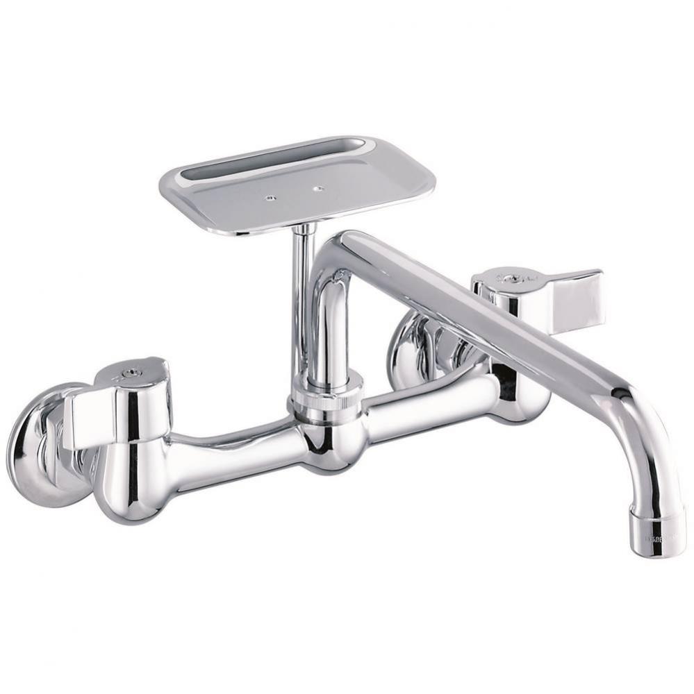 Gerber Classics 2H Wall Mount Kitchen Faucet w/ 8'' Spout & Soap Dish 1.75gpm Chrome