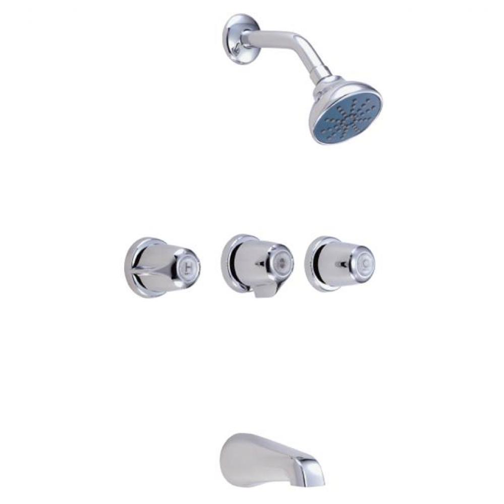 Gerber Classics Three Handle Threaded Escutcheon Tub & Shower Fitting with Sweat Connections &