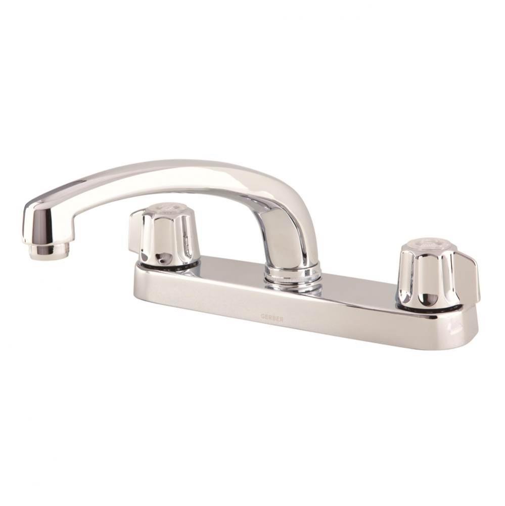 Gerber Classics 2H Kitchen Faucet Deck Plate Mounted w/out Spray & w/ Metal Fluted Handles 1.7