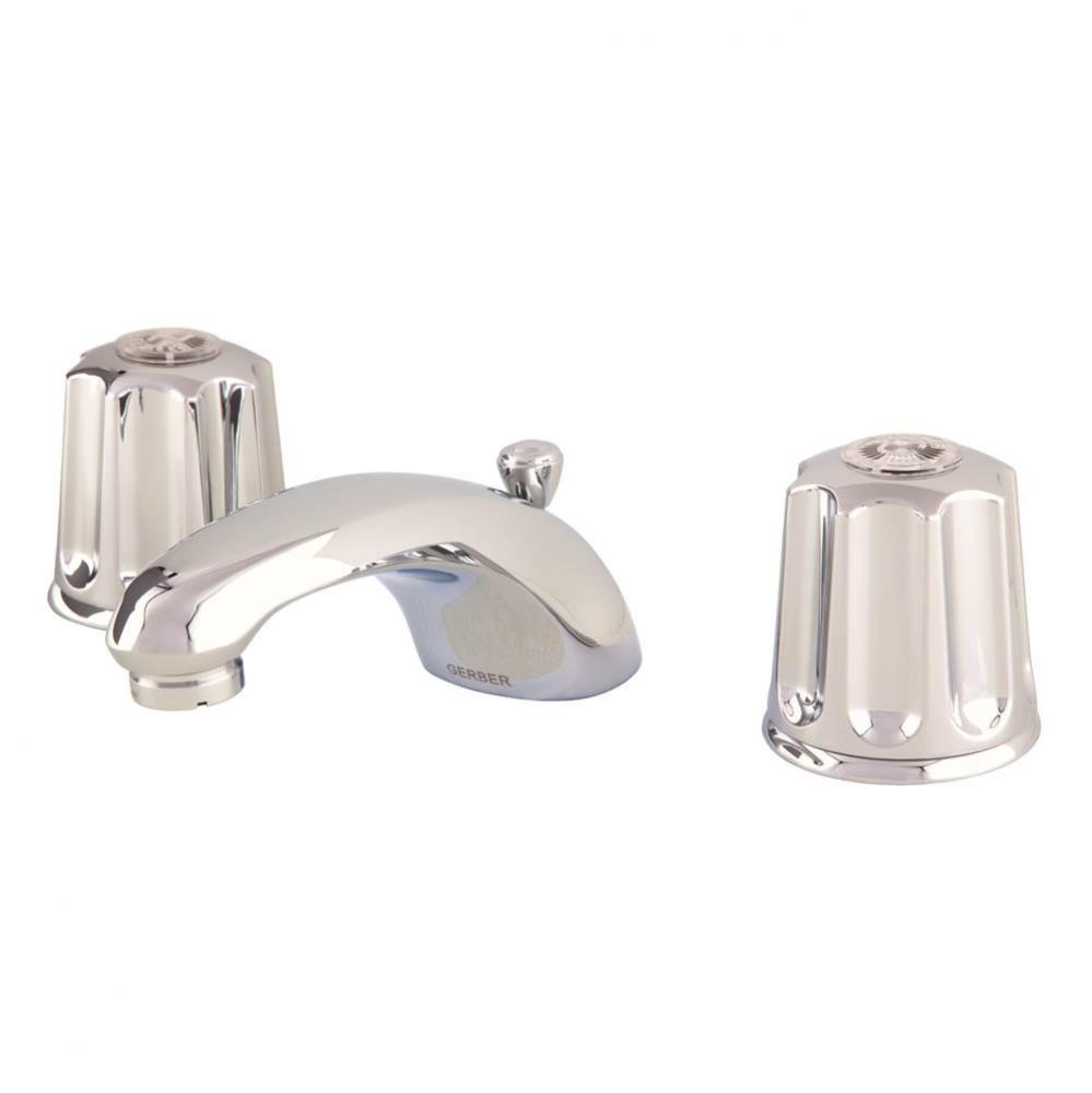 Gerber Classics 2H Lavatory Faucet w/ Metal Fluted Handles & Metal Pop-Up Drain 1.2gpm Chrome