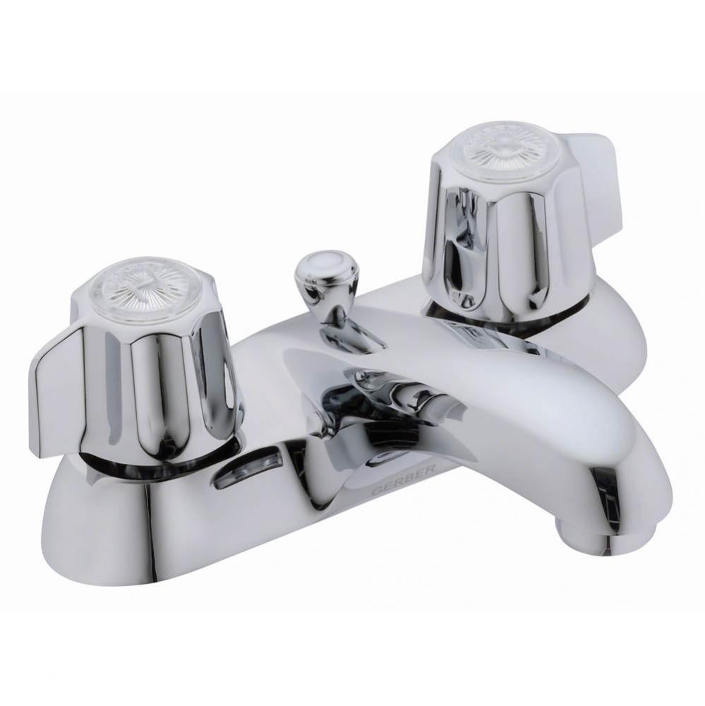 Gerber Classics 2H Centerset Lavatory Faucet w/ Metal Fluted Handles & Metal Pop-Up Drain 1.2g